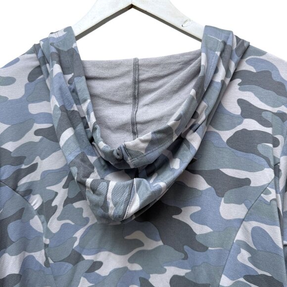 LOGO Lori Goldstein Hoodie Plus Size 1X Gray Camo Zip Front Stretch Jacket Women - Picture 4 of 9